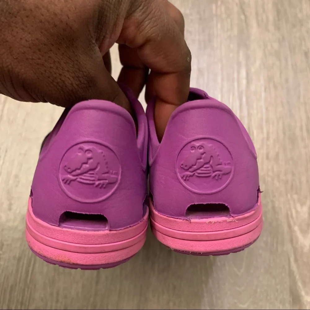 Crocs Bump It Slip On Purple/Pink Water Shoes w/ Jibbitz Toddler Girls Size 10C